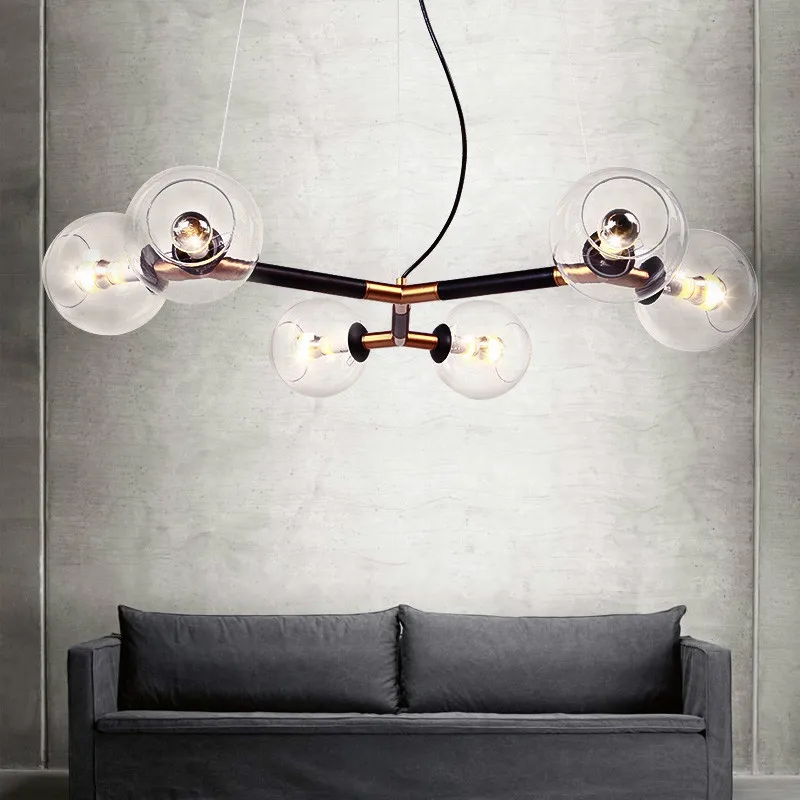 Американский Ретро Треугольники металла 6 светильник D70cm светодиодная подвесная