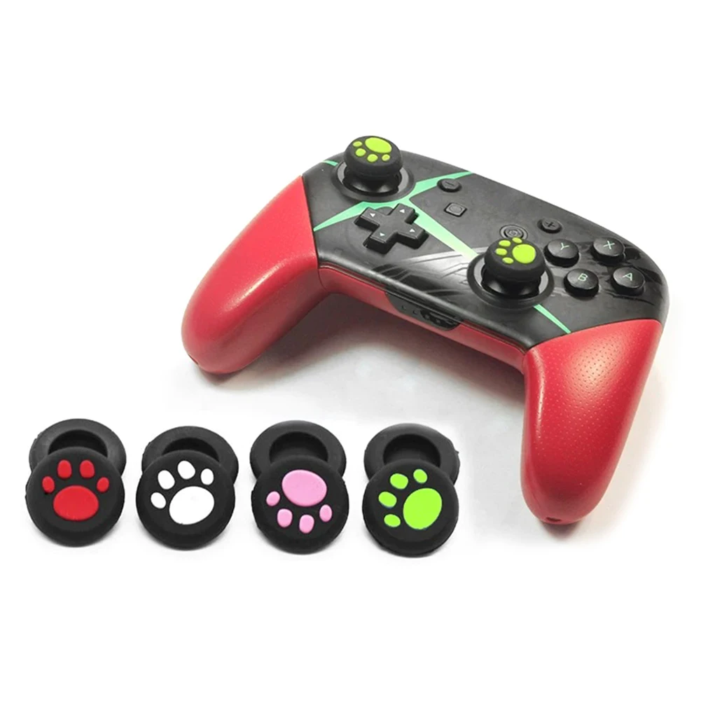 

4Pcs Cat Paw Thumb Grips Controller Silicone Thumbstick Caps Cap Skin Controller Gamepad Case for PlayStation 5 4 3