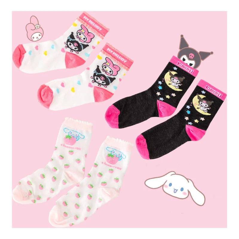 

Милые аниме My Melody Cinnamoroll Kuromi теплые носки JK Милая мультяшная Лолита Милая Студенческая дышащая детская одежда 3 цвета
