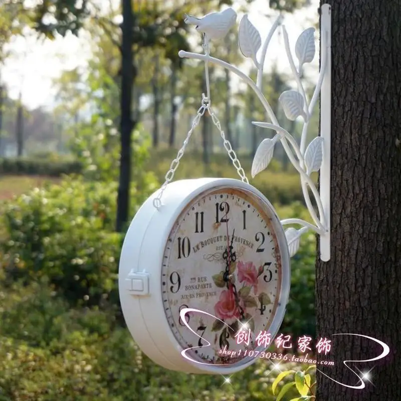 Настенные часы в пасторальном стиле LB51216 бесшумные двухсторонние корейские с