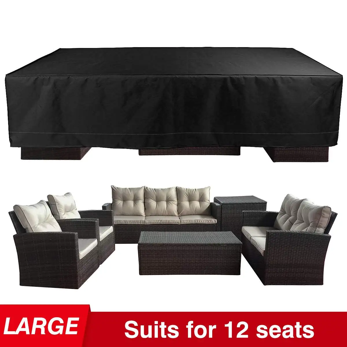 

12 Seater Furniture Cover 600D Waterproof Outdoor Garden Lawn Patio Table Protective Waterproof Dustproof Furniture Covers