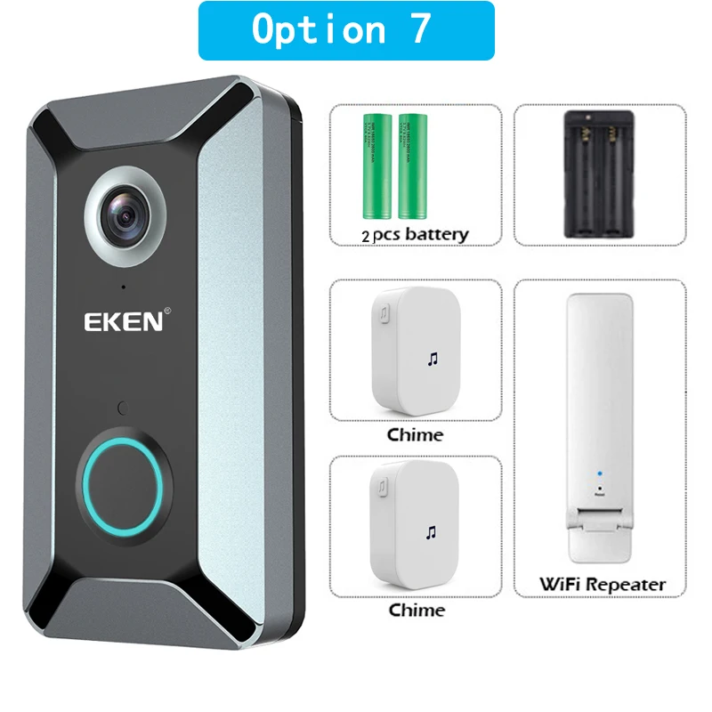 Eken V6 wifi умная Беспроводная 720P Водонепроницаемая видеокамера на дверной звонок Облачное хранилище дома безопасности домофонный дверной звонок серый - Цвет: Option 7