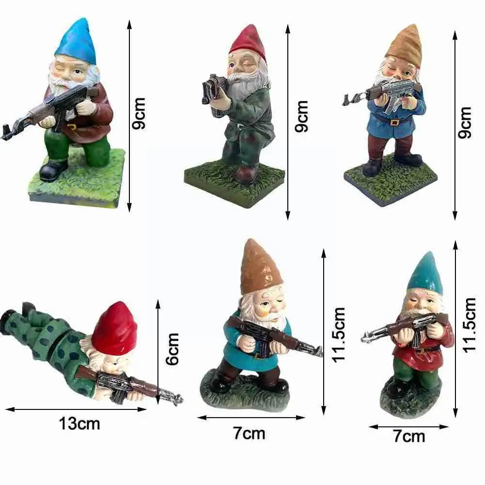 

1Pcs Resin Crafts Funny Army Garden Dwarf Statue Outdoor Ornaments Dwarves Gardening Cute X2W3