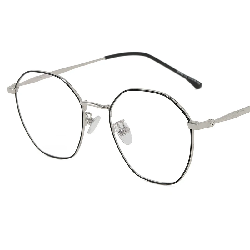 

2020 new retro fashion flat mirror metal frame polygon can be equipped with myopia glasses frame personality wild glasses.