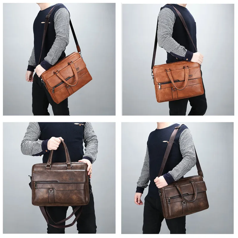jeepbuluo men briefcase bag high quality famous brand leather shoulder messenger bags office handbag 13 3 inch laptop free global shipping