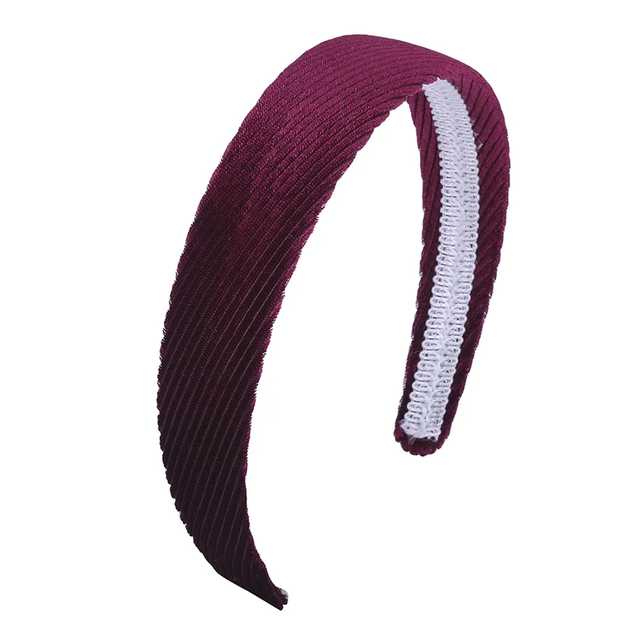 Wine Velvet Striped Простые бархатные повязки на волосы, однотонные модные повязки с маленькими полями, элегантные аксессуары для волос для женщин, головные уборы - Цвет: Wine Velvet Striped