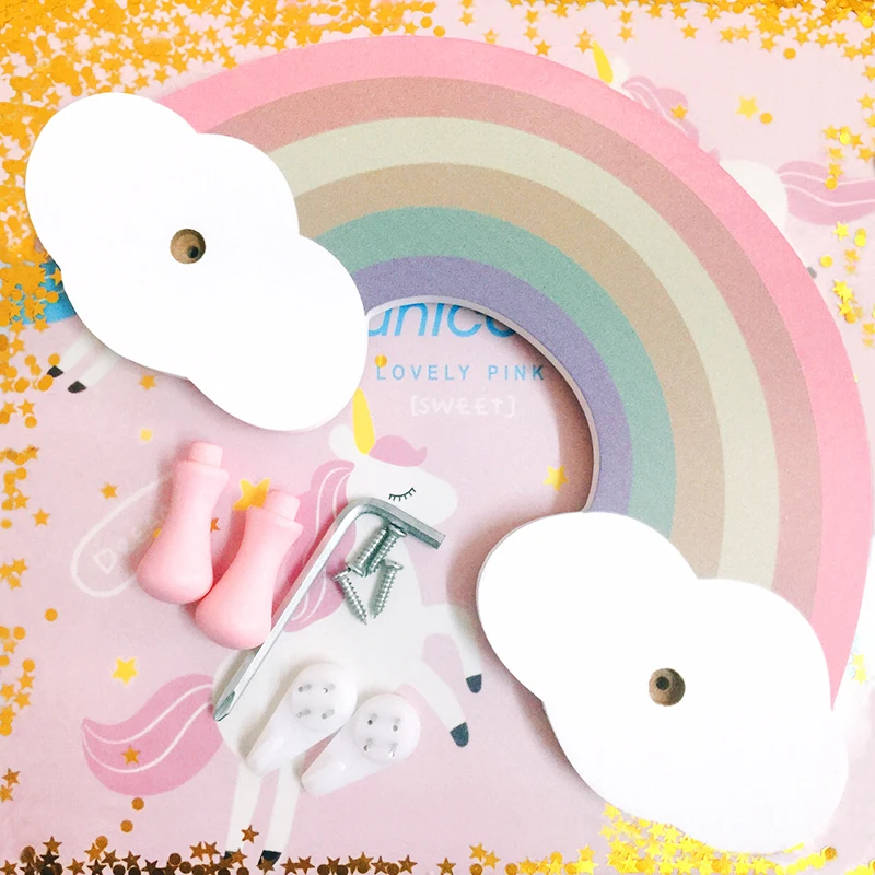 Настенные крючки для вешалок в скандинавском стиле с радужным дизайном облаков