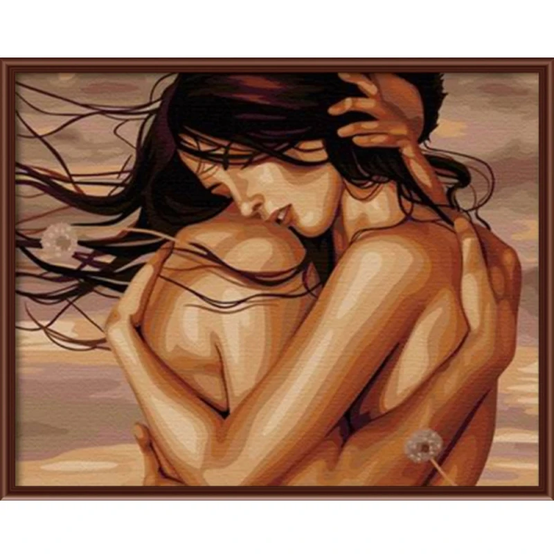 Пара в любви картина маслом по номерам объятие поцелуй масло рисунок ручной