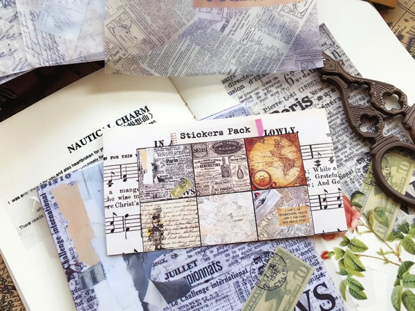 6 шт./компл. Ретро Винтаж калька Бумага новости карта Стикеры DIY ремесло