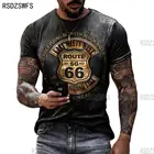 Футболка мужская оверсайз с коротким рукавом, модная винтажная рубашка с принтом в виде 66 букв, с круглым вырезом, свободная одежда, лето