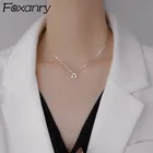 Ожерелье Foxanry из стерлингового серебра 925 пробы, модные элегантные аксессуары для вечеринок, сверкающее циркониевое геометрическое ювелирное изделие невесты для женщин, 2021