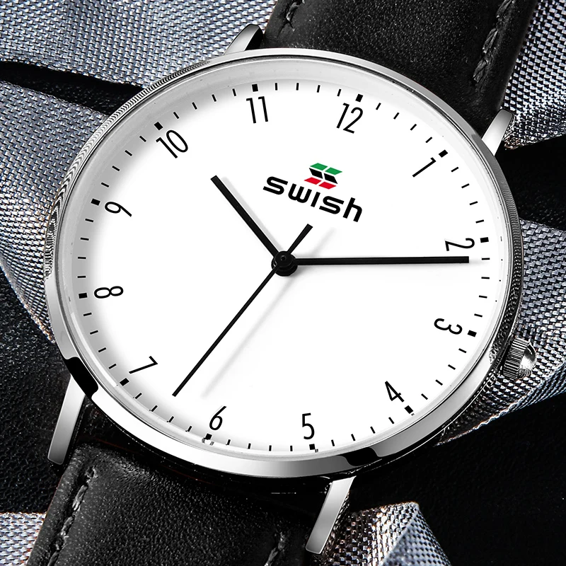 SWISH мужские модные кварцевые наручные часы 2020 с цифрами водонепроницаемые