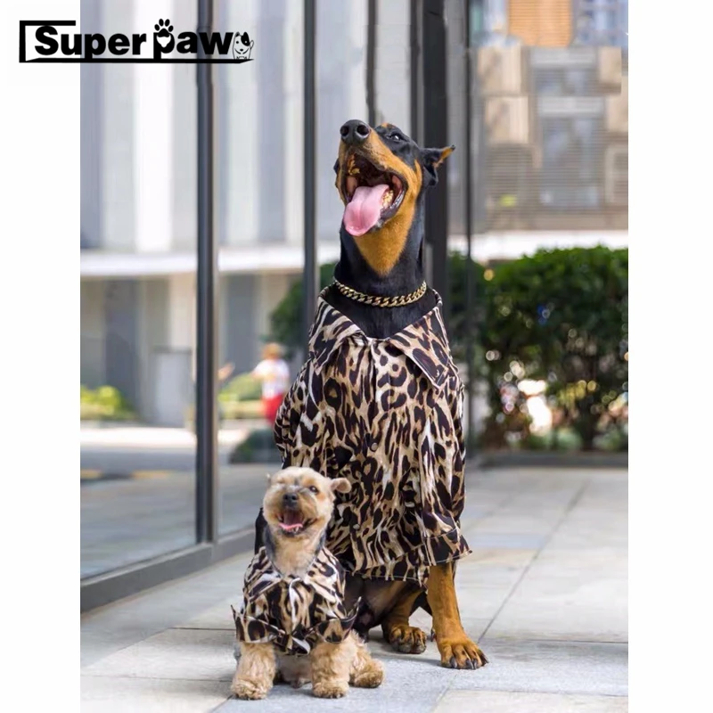 Модная леопардовая рубашка для собак малого среднего и крупного размера летняя