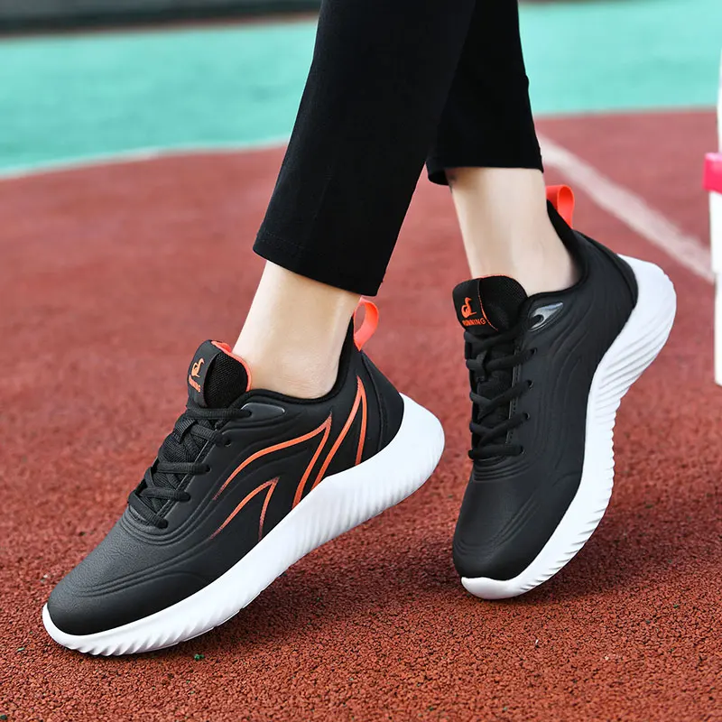 

2021 New Sneaker Women Casual Outdoor Sport Lace-up Non-slip Breathable Light Flat Black Spring Quality Female Athletic Shoes