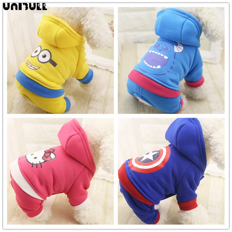 

UNIBULL Warm Dog Hoodies Winter Dog Clothes Fleece 4 Legs Dogs Costume Cute Pet Coat Jacket Cartoon Jumpsuit Clothing Small Dog