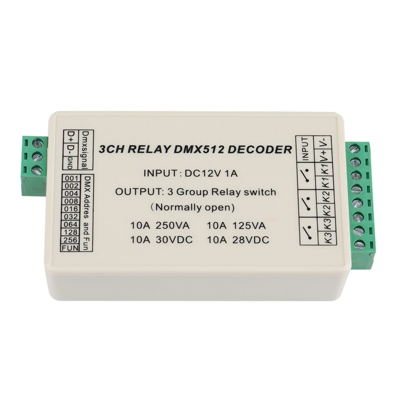 

WS-DMX-RELAY-3CH DMX512 Decoder Relays LED Controller for Led Strip Light LED Lamp DC12V 10Ax3 Channel