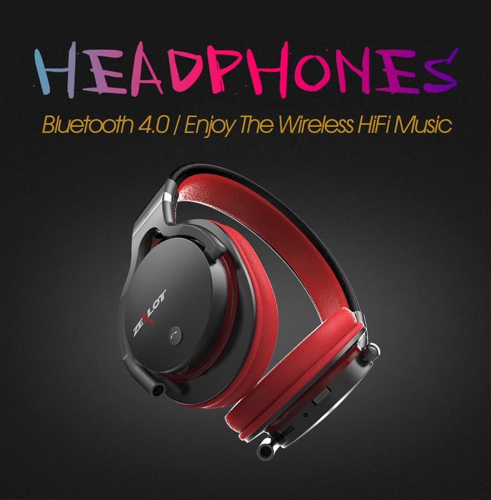 ZEALOT B5 Hi-Fi стерео беспроводные Bluetooth наушники на ухо мощная Бас-гарнитура с микрофоном Поддержка Micro-SD карты воспроизведения