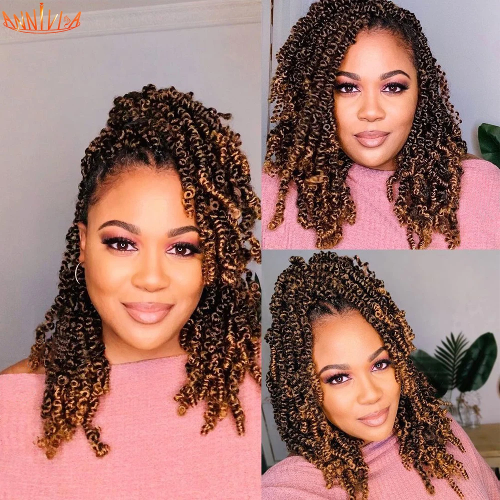 

Ombre Spring Twist Crochet Hair Black Brown Blonde Red Twist Braiding Hair Extensions Crochet Synthetic Braid For Woman Annivia