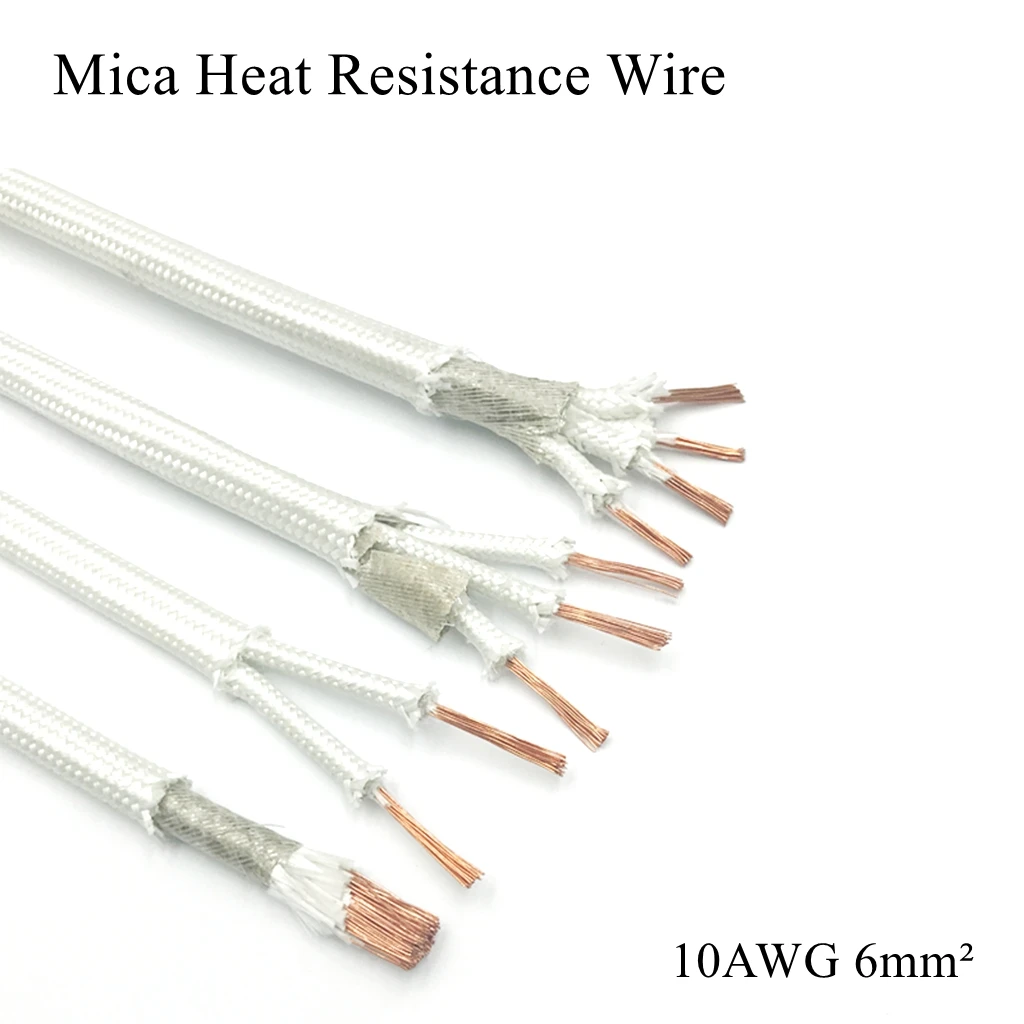 10AWG 6мм Мика Провод высокой температуры теплостойкий наголо обнаженный медный кабель огнезащитный стекловолоконный оплетка FWrap 2 3 4 многопроводной.