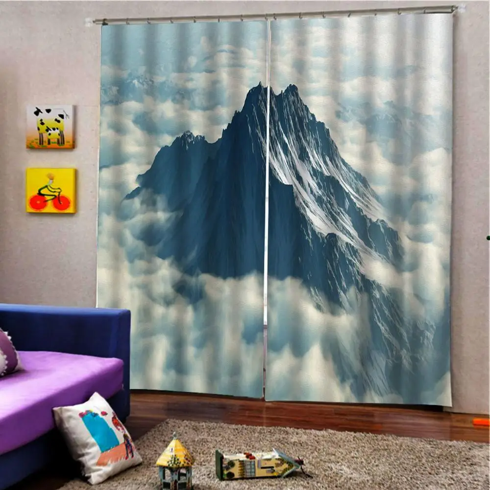 ????? ブラックアウト3D窓高山雲のデザイン遮光ブラインドドレープキッチンカーテン