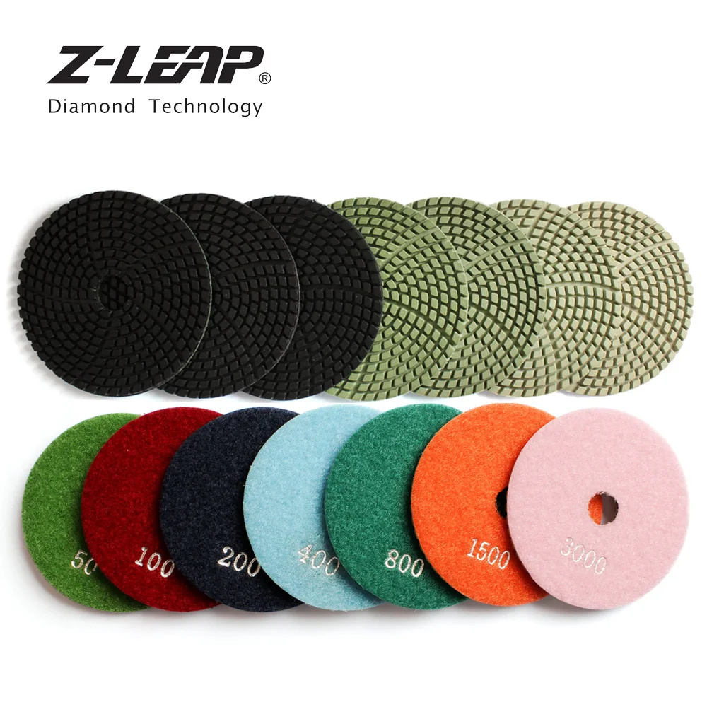 Z LEAP 4 &quot7 шт алмазные полировочные колодки 100 мм черный гранит искусственный
