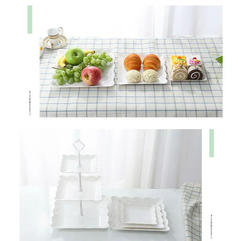3-уровневый белый овальный поднос для закусок держатель торта свадебные тарелки