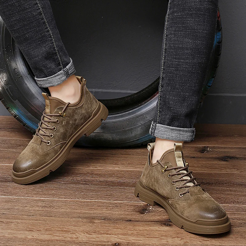 New Men Shoes High Quality Suede Leather Oxford Breathable Autumn Lace up Business Casual Outdoor Sneakers Comfortable | Обувь