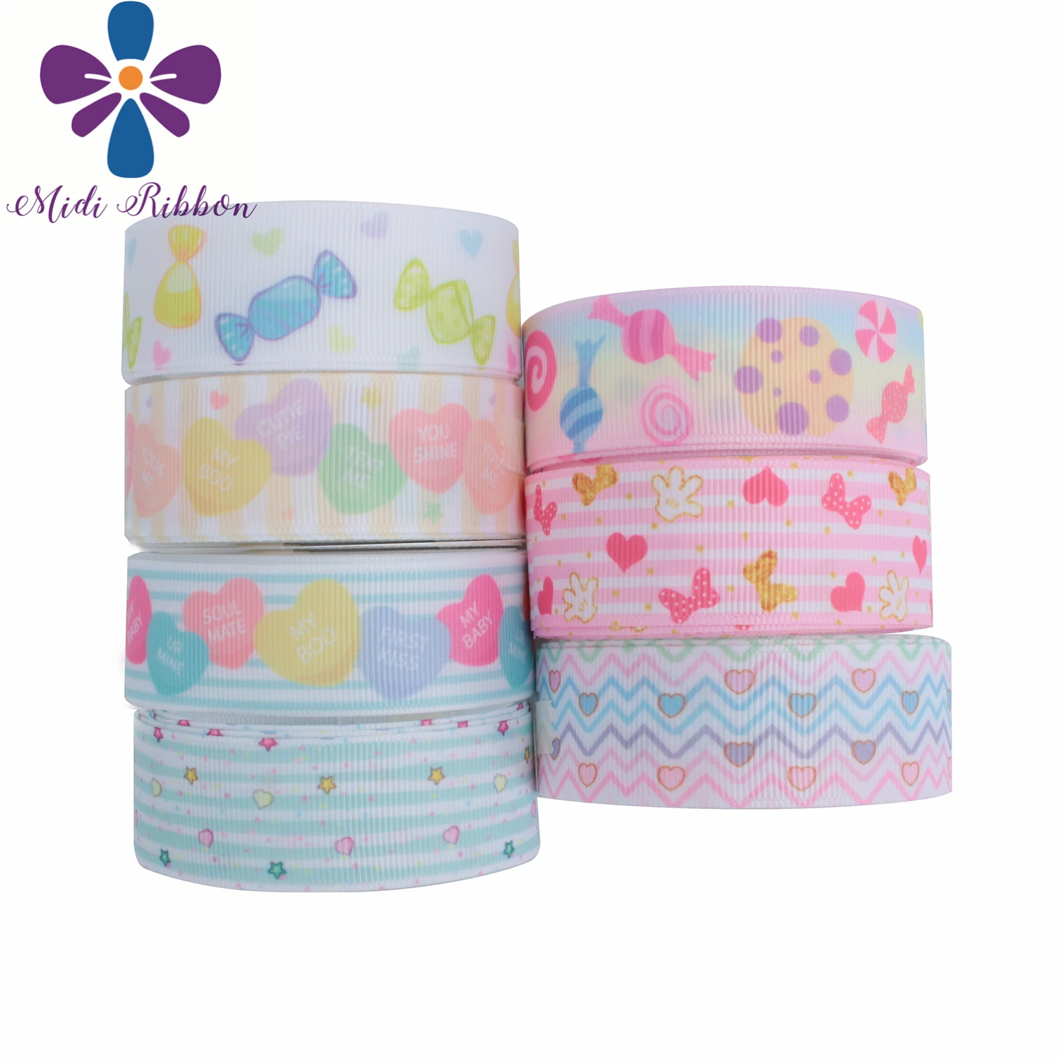 16 мм 75 розовая серия мультфильм сердце конфеты печенье Печать Grosgrain/Foe ленты