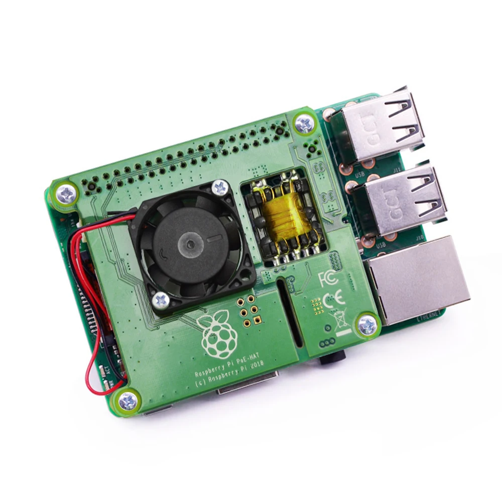 Модуль питания Raspberry Pi 4B/3B + Ethernet PoE Расширительная плата POE HAT с вентилятором и