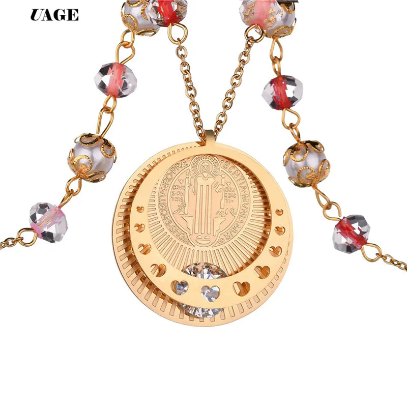 UAGE Розария ожерелье Иисус Христос кулон из бисера Длинная цепочка мужская