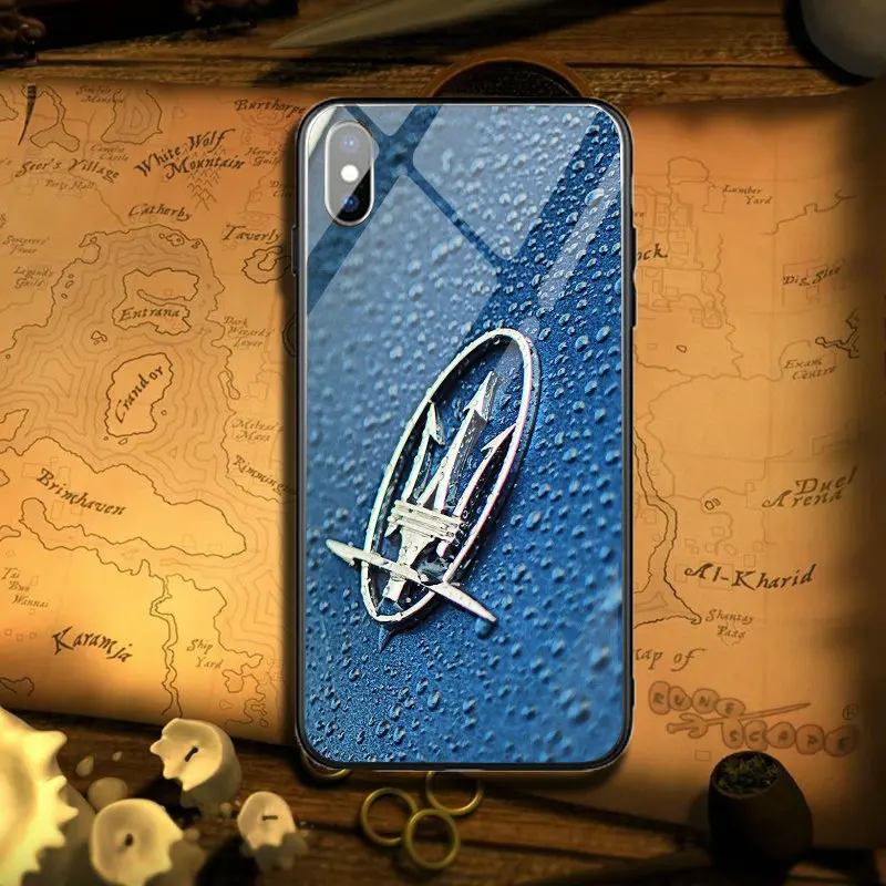 Image 9 Популярные Чехлы Maserati с логотипом автомобиля из закаленного стекла для iPhone 5 5S SE 6 6s Plus 7 8 Plus X XR XS Max Capa Coque Funda - Цвет: Image 9