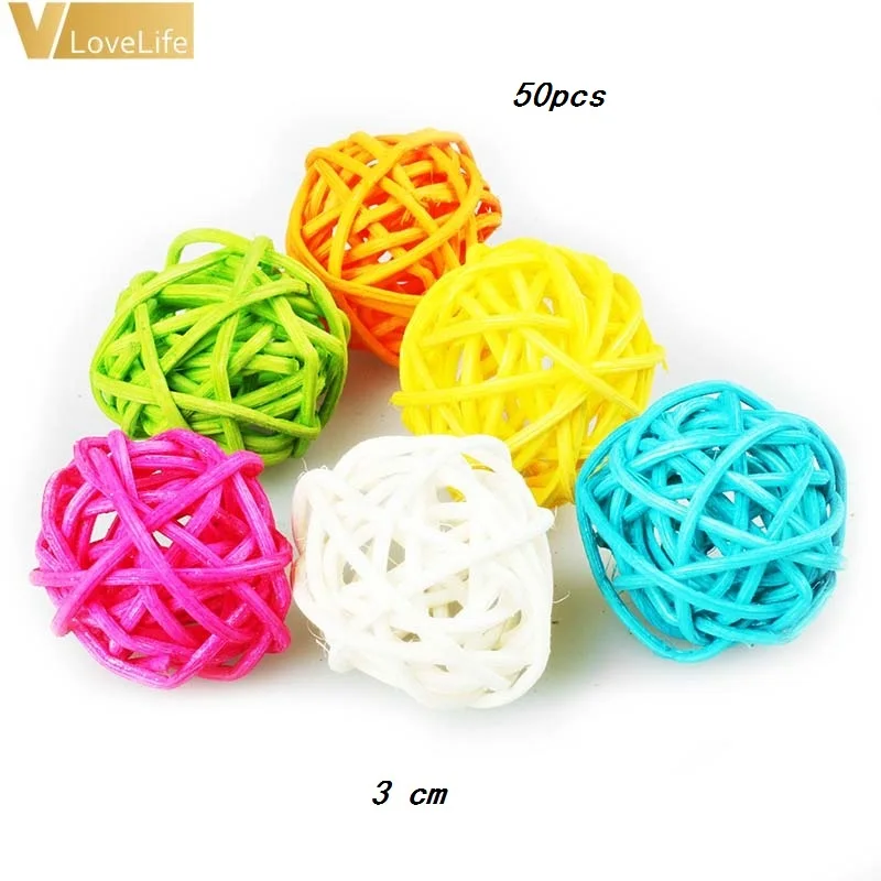 

50pcs/lot Handmade Rattan Wicker Balls 3cm Round Shape for Baby Shower Christmas Birthday Party Home DIY Takraw