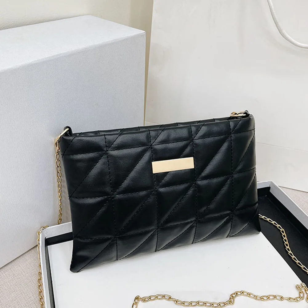 

Модные сумки через плечо из искусственной кожи в клетку с бриллиантами для женщин, простые однотонные женские сумки-мессенджеры, повседнев...