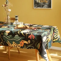dunxdeco tablecloth holiday party table cover fabric jungle black leopard painting artistic coffee store desk mat home textile