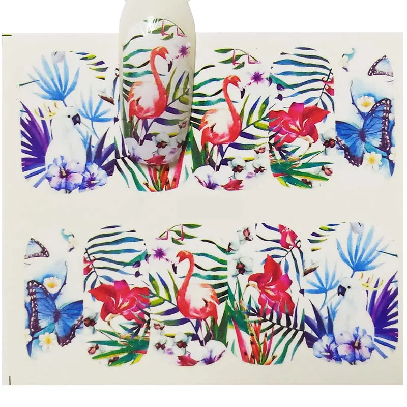 Полная наклейка слайдер с цветами водная переводная Наклейка для ногтевого