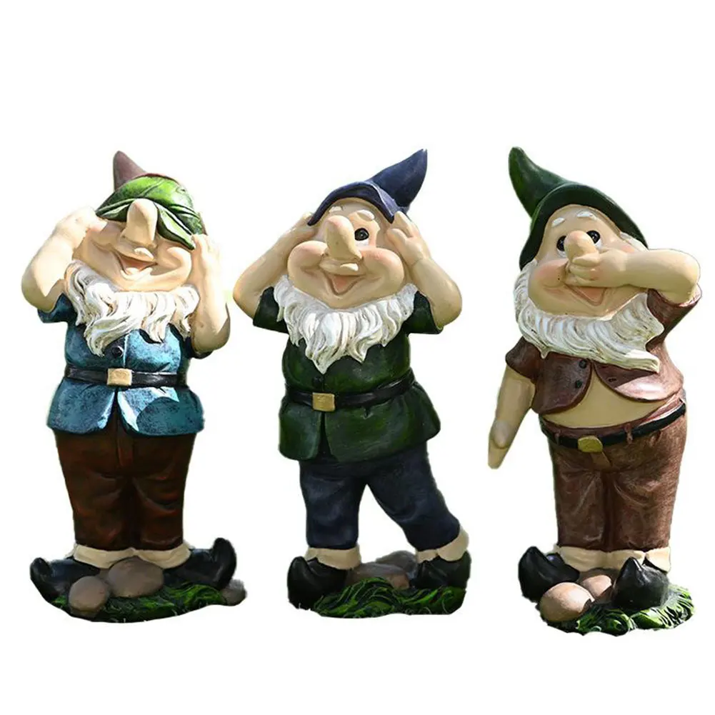 

Garden Resin Gnomes Decorative Patio Do Not Listen Do Not Look Do Not Say Style Dwarf Statue Outdoor Craft Figurines Ornaments