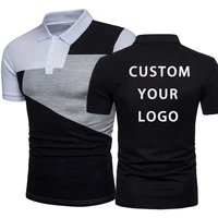 men short sleeve polo t shirt tops fashion collocation crossborder two color splicing mens casual t shirt custom your logo