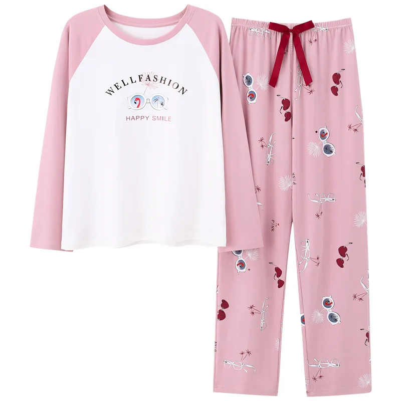 

Spring and Autumn Pajamas Women's Pure Cotton Long Sleeve Can Be Worn Outside Casual and Sweet Cute Suit Kawaii Pajamas