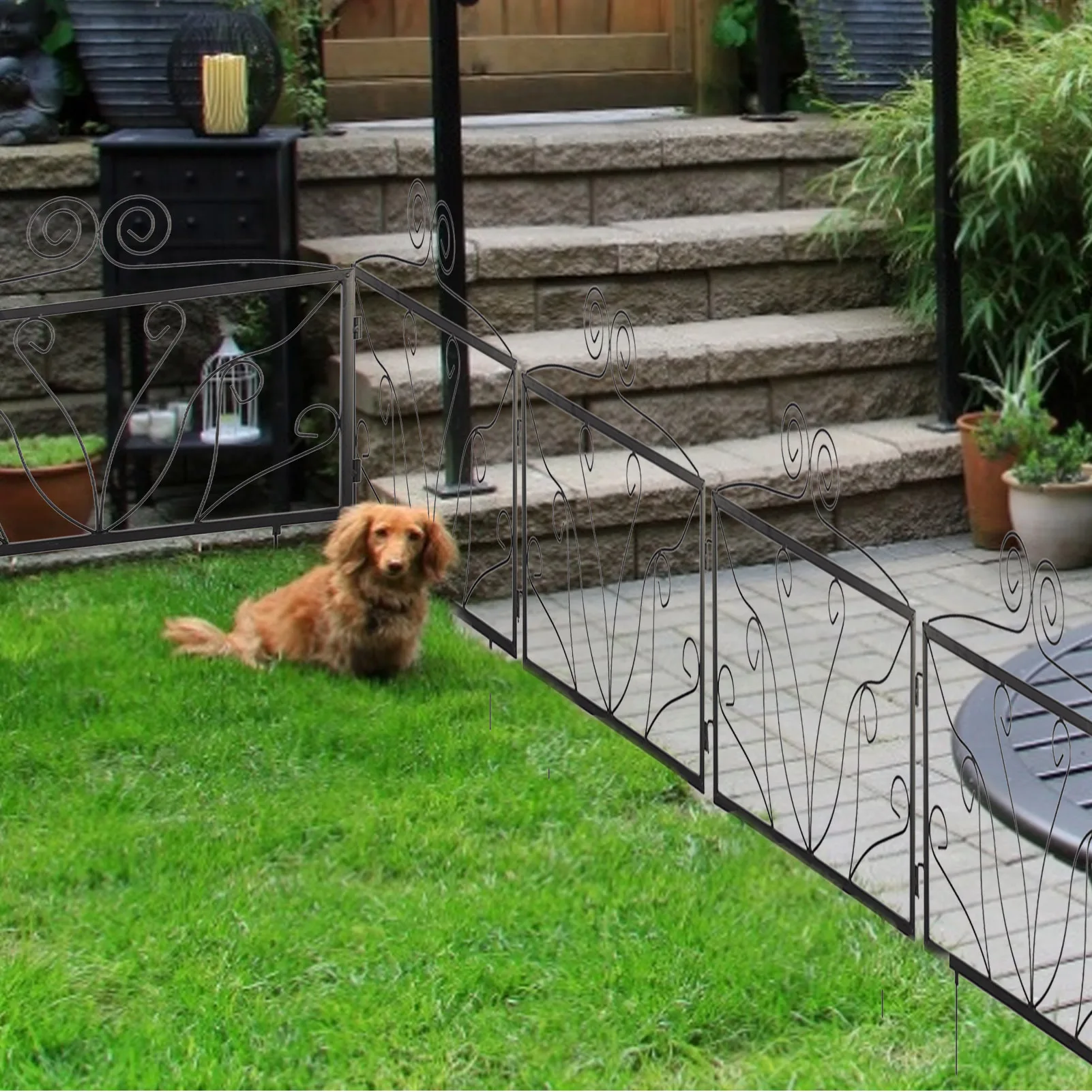 

4Pcs Decorative Garden Fencing Panels Outdoor Iron Edge Fencing Garden Fence Border Fencing For Dogs Garden Decoration Black