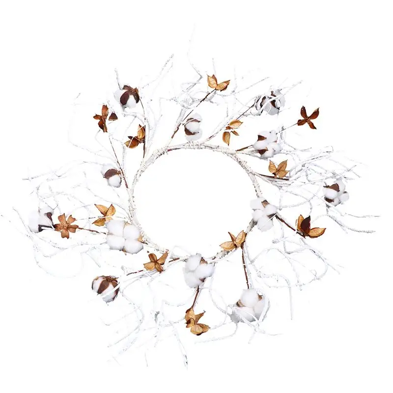 

Hanging Home Decoration White Cotton Flower Garland Farmhouse Real Cotton Wreath For Wall Window Door Home Decor