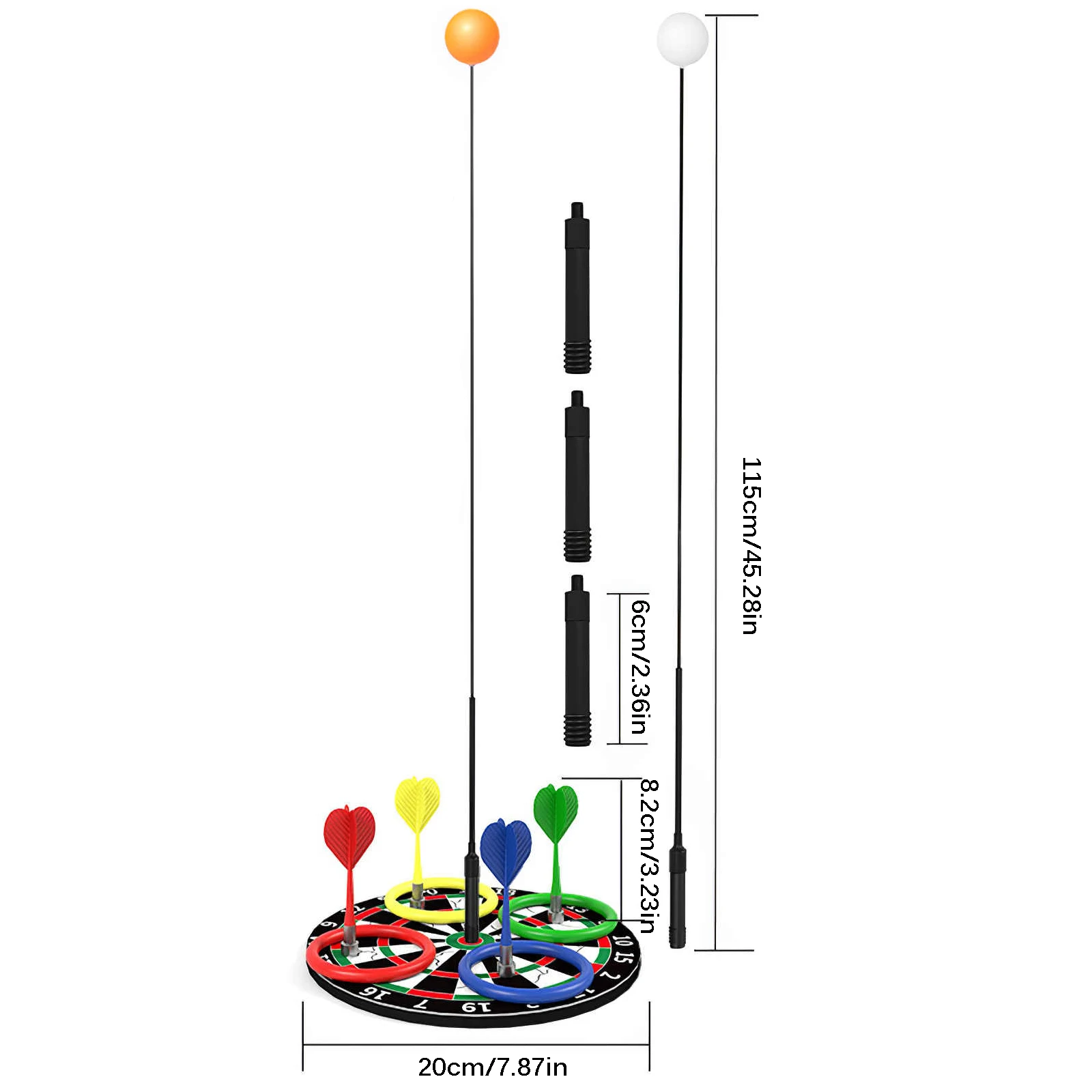 

3 In 1 Ping Pong Balls Paddles Set Table Tennis Trainer With Darts And Ring Throughing Elastic Soft Shaft Table Tennis