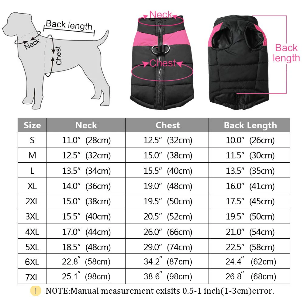 

Winter Dog Clothes Fashion Thicken Warm Cotton Dog Coat Waterproof Jacket for Puppy Small Medium Large Dogs Vest