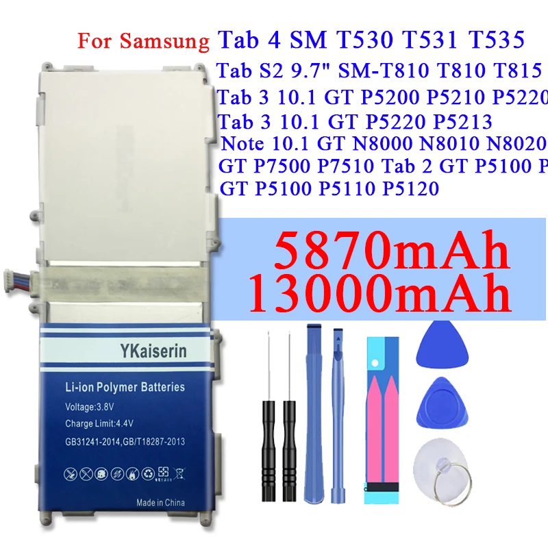 Аккумулятор для Samsung Galaxy Tab4 Tab 4 SM T530 T533 T535 T531 T537 EB BT530FBU S2 9 7 T815C T813 10 1 P7500 Tab3