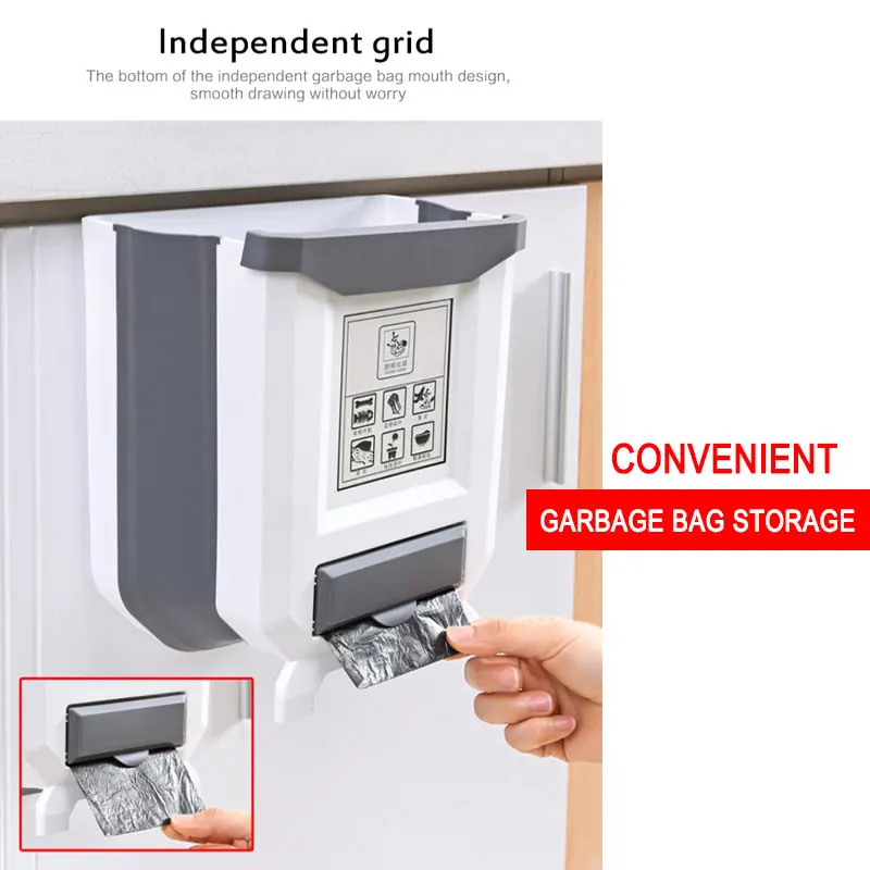 New Hanging Trash Can Foldable Garbage-Can Folding Waste Bin Kitchen Cabinet Door Car Storage-Box | Дом и сад