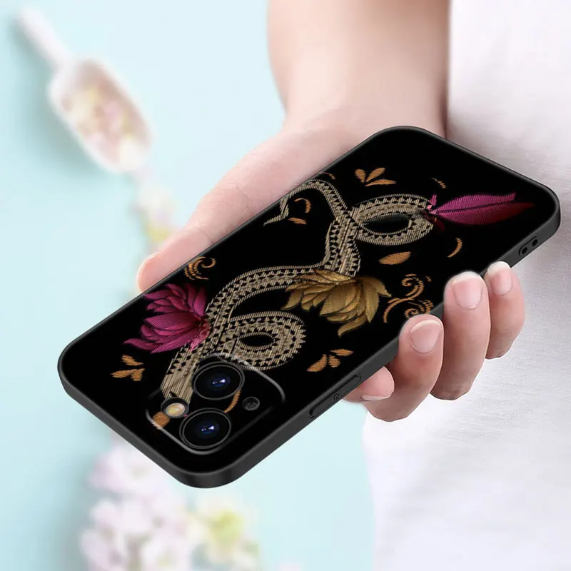 Чехол для телефона со змеиным цветком Apple iPhone 13 12 Mini 11 Pro XS Max XR X 8 7 6S 6 Plus 5S 5 SE 2020
