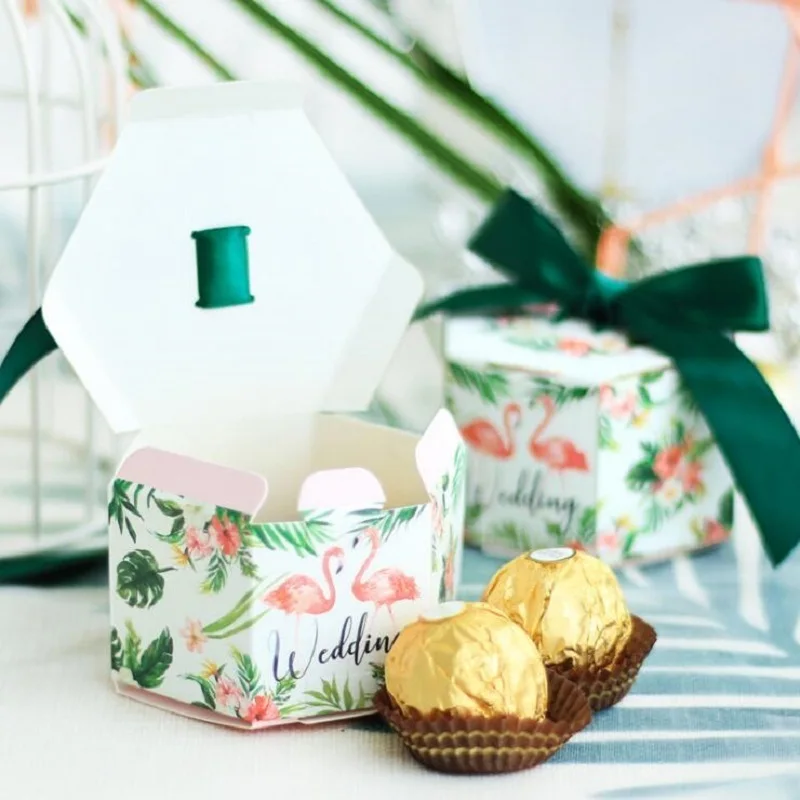 Розовые серебристые зеленые фиолетовые Новые шестигранные свадебные сувениры и