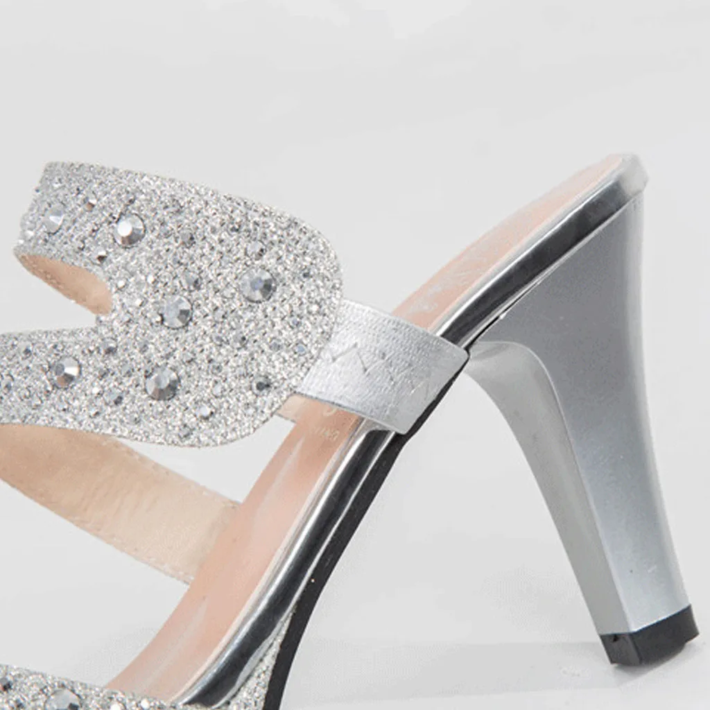 Тапки SAGACE женские на высоком каблуке роскошные сандалии с кристаллами открытым