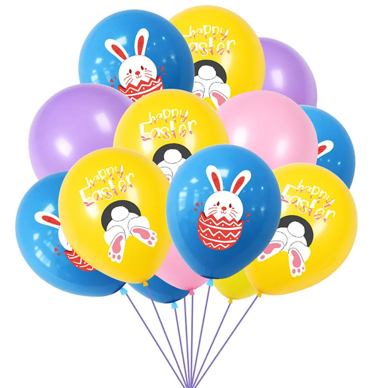 

12inch Happy Easter Party Balloons Easter Decorations Supplies Latex Balloons Round Rabbit Birthday Party Decorations Kids Gifts
