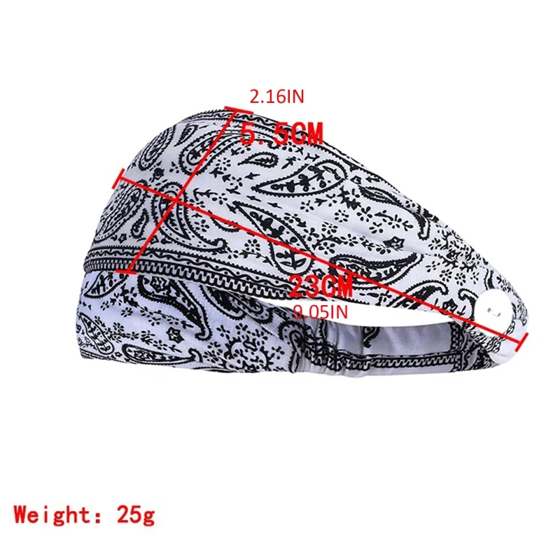 

Women Boho Headbands with Buttons for Face Mask Ear Protection Holder Elastic