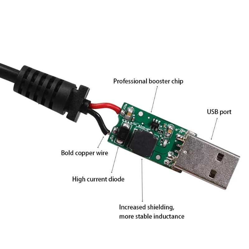 

USB 5V to 12V Ciga Lighter 10W Driving Recorder Boost Power Adapter Cable 0.3m USB to 12V DC Adapter Power Boost Line